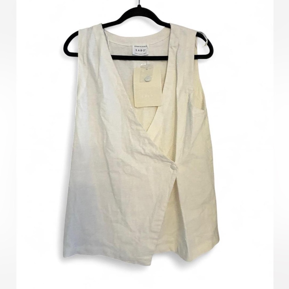 SABO Cream Wrap-Front Sleeveless Blouse